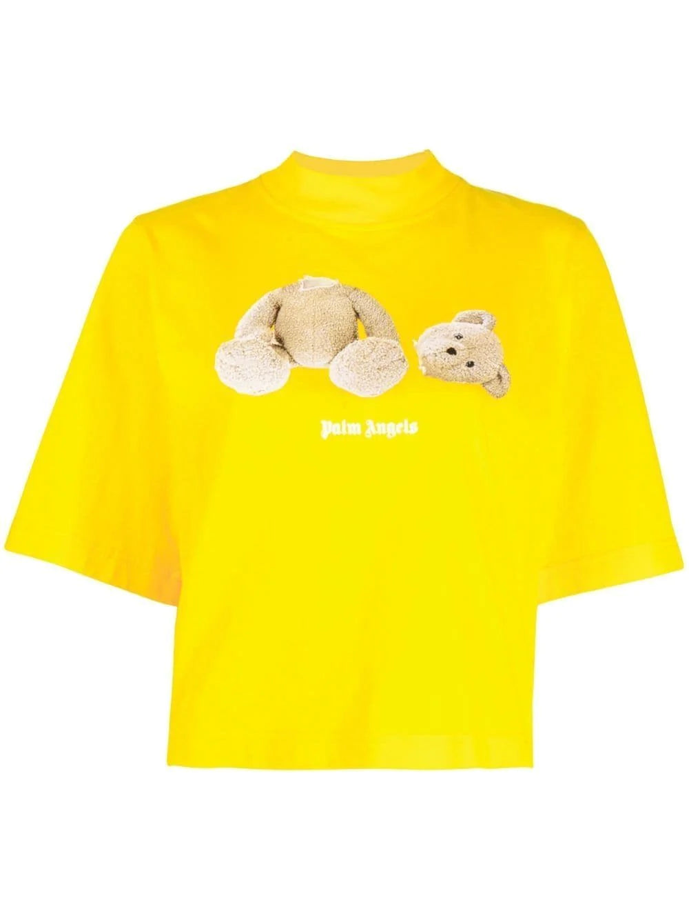 Palm Angels Yellow Crop Top Bear T-shirt