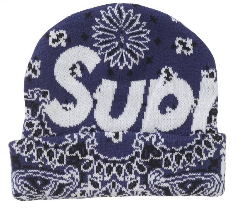 Supreme Bandana Big Logo Beanie Blue