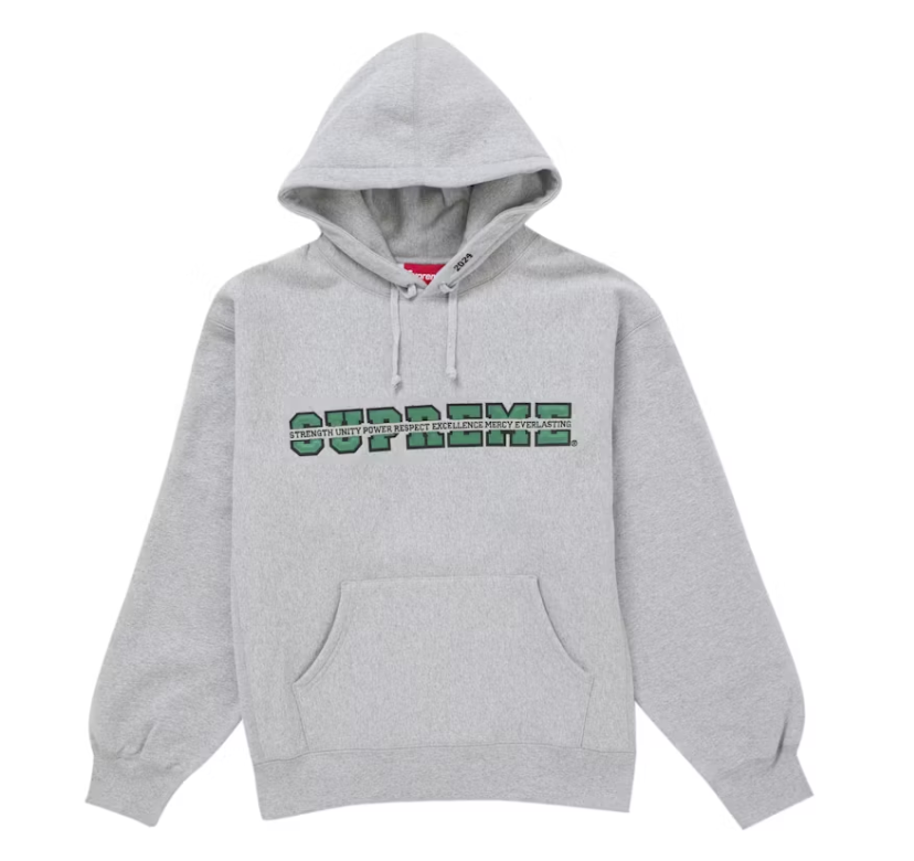 Supreme Collegiate Acronym Hooded Sweatshirt Heather Grey