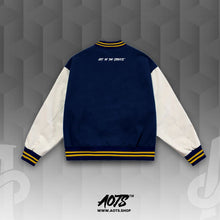 Load image into Gallery viewer, AOTS College Varsity Jacket Blue Yellow
