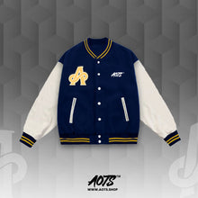 Load image into Gallery viewer, AOTS College Varsity Jacket Blue Yellow

